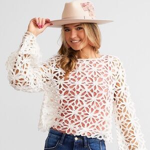 Hot & Delicious White Floral Lace Blouse